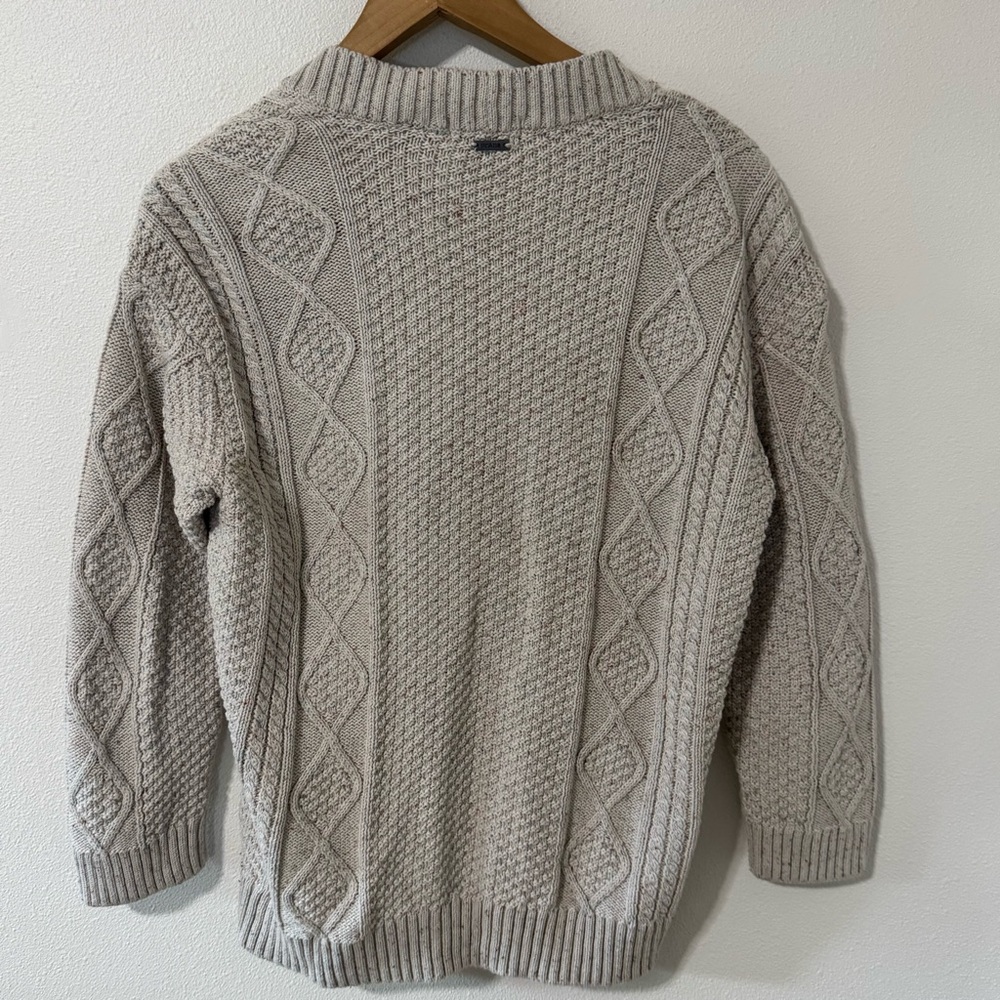 Prana Sangria Fields Cable Knit Button Cardigan Canvas Confetti Wool Blend-XS - Picture 3 of 11